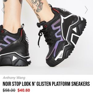 Dolls Kill Reflective Platform Hightop Sneakers